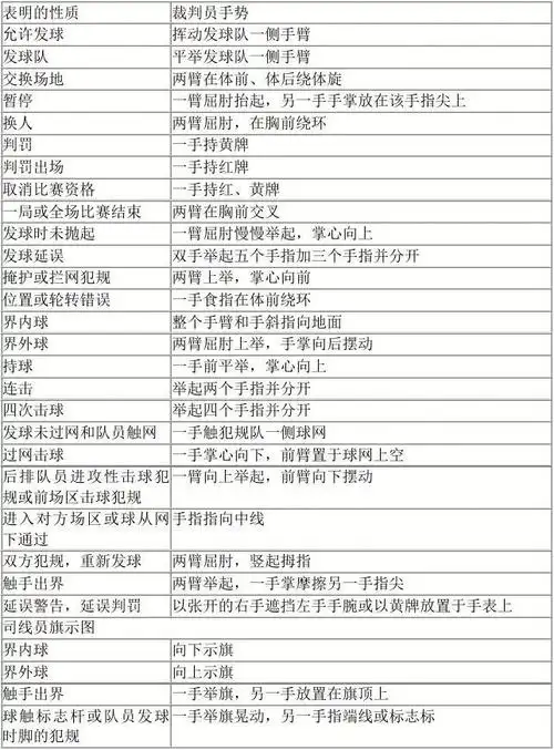 气排球裁判手势
