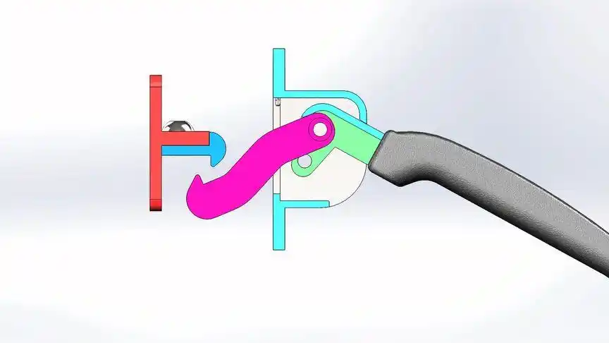 机械原理动画——第二种带自锁的门把手