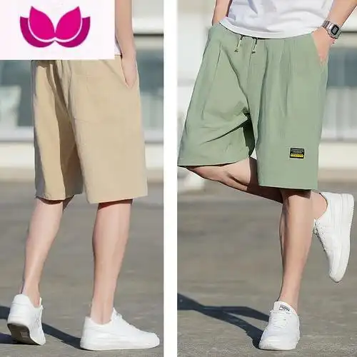 七斓大码棉麻薄短裤夏季潮男胖子加肥加大宽松休闲中裤6六分裤