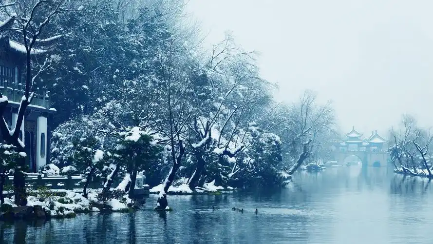 扬州瘦西湖唯美冬日雪景高清壁纸