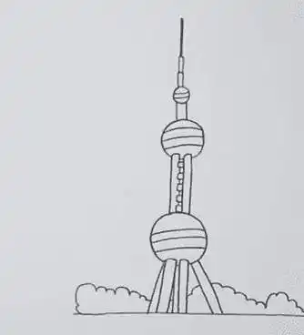 上海东方明珠简笔画画法步骤教程东方明珠简笔画步骤东方明珠塔手绘