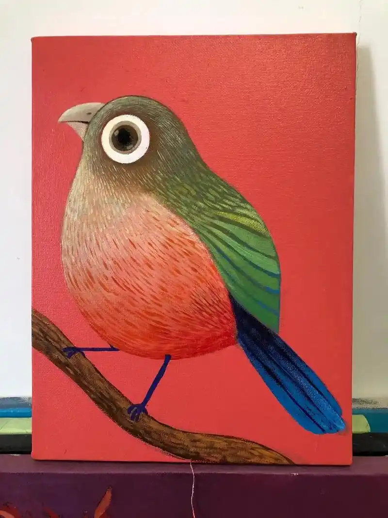 画画 #丙烯画 #手绘 #艺术 #原创 一只肥肥的鹦鹉 - 抖音