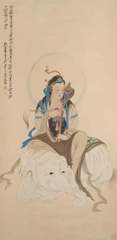 张大千佛像三条屏