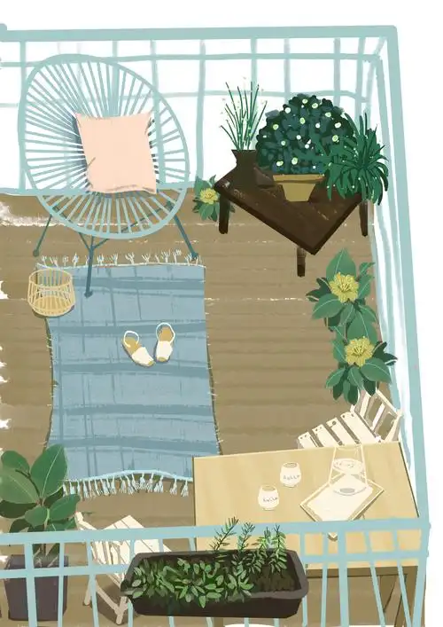 我想拥有一个这样的阳台 | 飒绿 - 原创作品 - 涂鸦王国插画