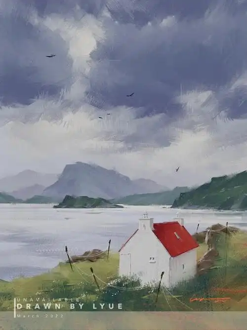 ipad插画红色小屋顶