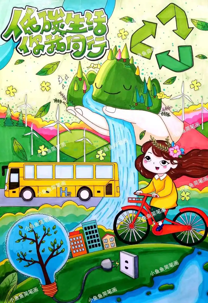 低碳生活你我同行,低碳环保主题绘画来啦.00 - 抖音