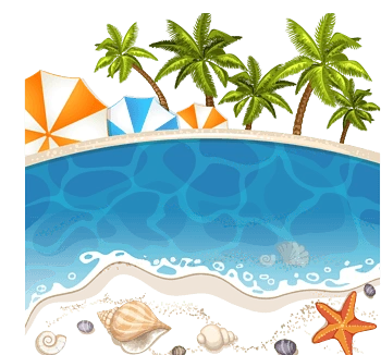 卡通夏日沙滩装饰元素