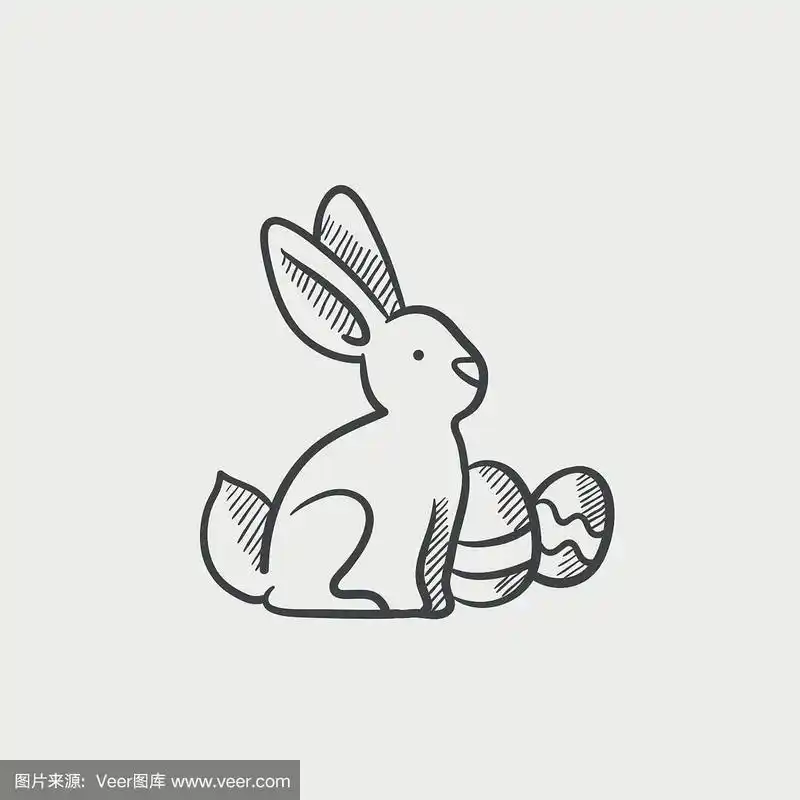 easter bunny with eggs sketch icon