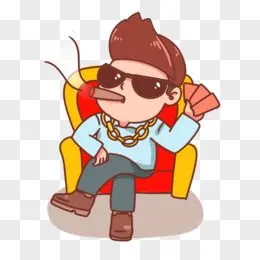 手绘卡通土豪社会人耍帅表情素材