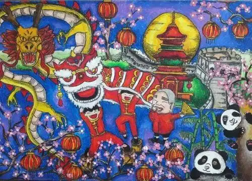 泰国各地少年儿童踊跃参赛,绘画作品题材丰富,涉及熊猫,功夫,舞狮