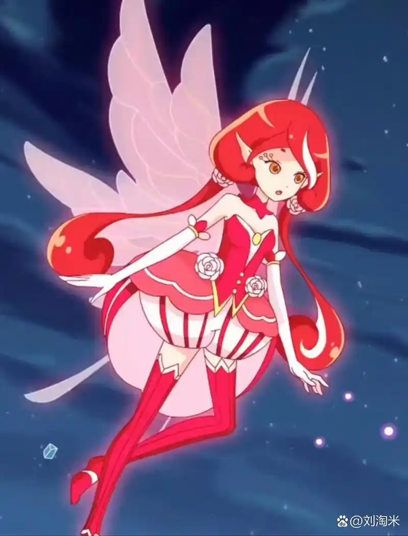 小花仙#  守护精灵椿进化后腰间左右两侧有白山茶花,秋季篇里就没有