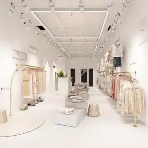 服装店轻奢展示架女装店铺货架金色落地式服装货架上墙壁挂衣架