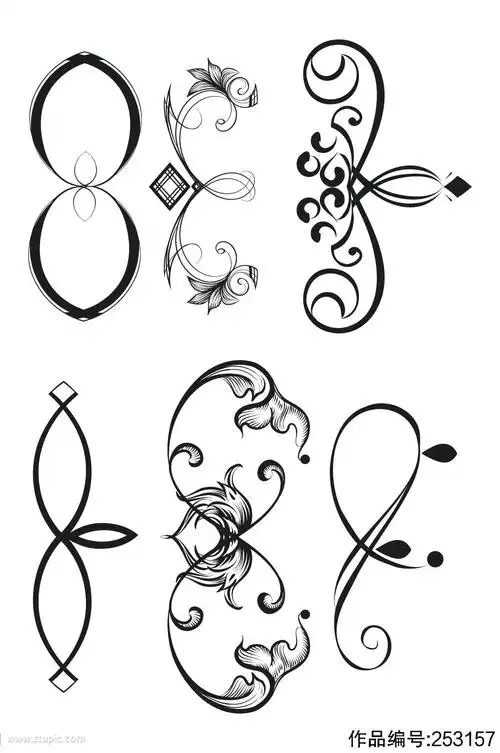 手绘黑白花纹镂空图案