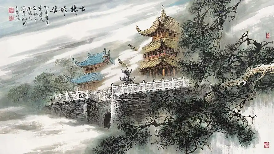 【2005年作 古楼雄姿 镜片 设色纸本】拍卖品_图片_价格_鉴赏_绘画