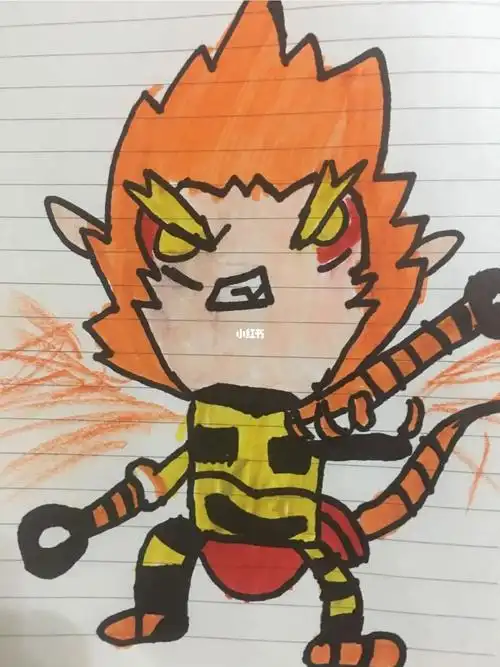 王者荣耀孙悟空地狱火简笔画