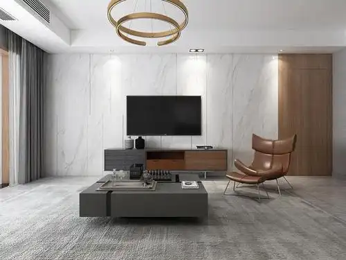 云梦清河现代轻奢风电视背景墙设计