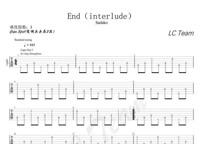 end(interlude)指弹吉他谱_sadako_吉他指弹六线谱
