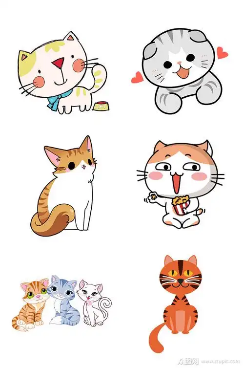 可爱卡通猫咪素材免扣png元素