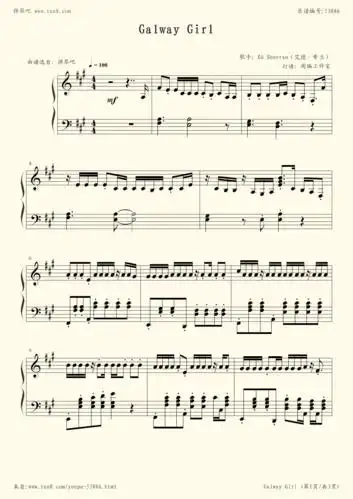钢琴谱:zbcp-0271,galway girl[ed sheeran(艾德·希兰)]-a44