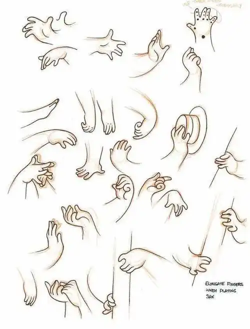 动漫q版人物手部绘画参考~_素材