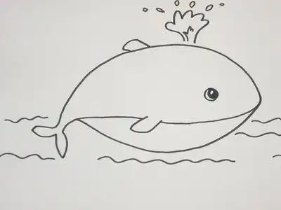 简笔画鲸鱼 简单好学鲸鱼的简笔画怎么画简笔画海底世界 鲸鱼的画法