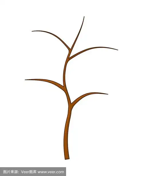 木制的灌木,树枝,杆子,卡通孤立在白色的背景