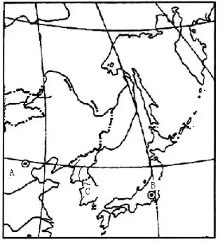 (2)c半岛地形多山,整个地势特点是,判断依据是.(3)冬季a