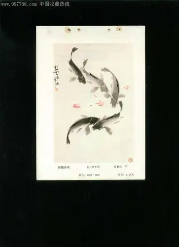 年画缩样:荷塘鱼戏--张鹤云作