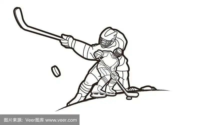 冰球运动员动作卡通运动图形
