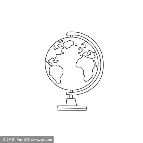 涂鸦风格的地球仪.手绘矢量图.地球模型