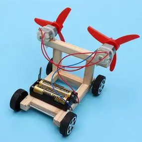 小发明双翼风力赛车科技动力小车diy小制作手工活材料益智半成品