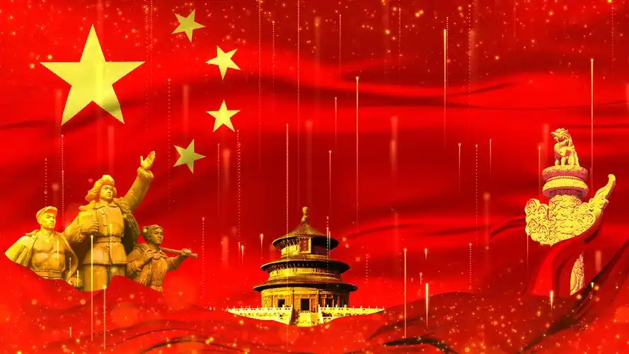 4k红旗旗帜飘扬背景