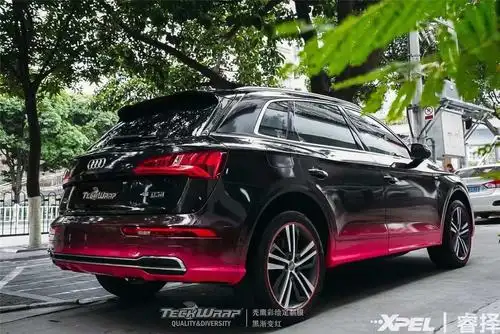 奥迪q5l汽车改色贴膜teckwrap美国秃鹰 黑红渐变
