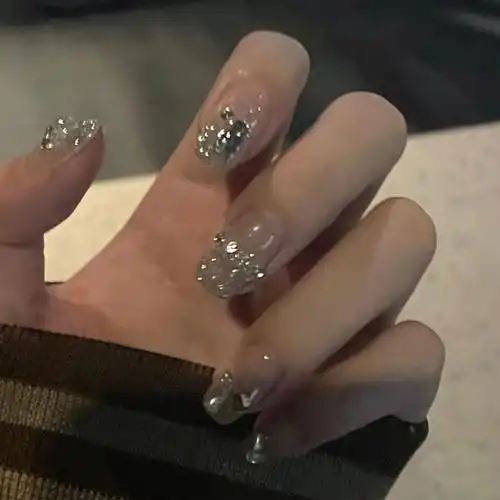 甲片手工成品显白魔镜镶钻超闪美甲光疗穿戴美甲工具