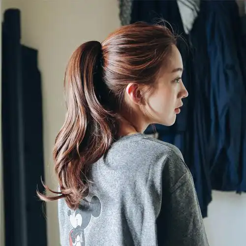 粉红时代韩国假发马尾逼真自然大波浪中长款卷发抓夹式梨花推荐