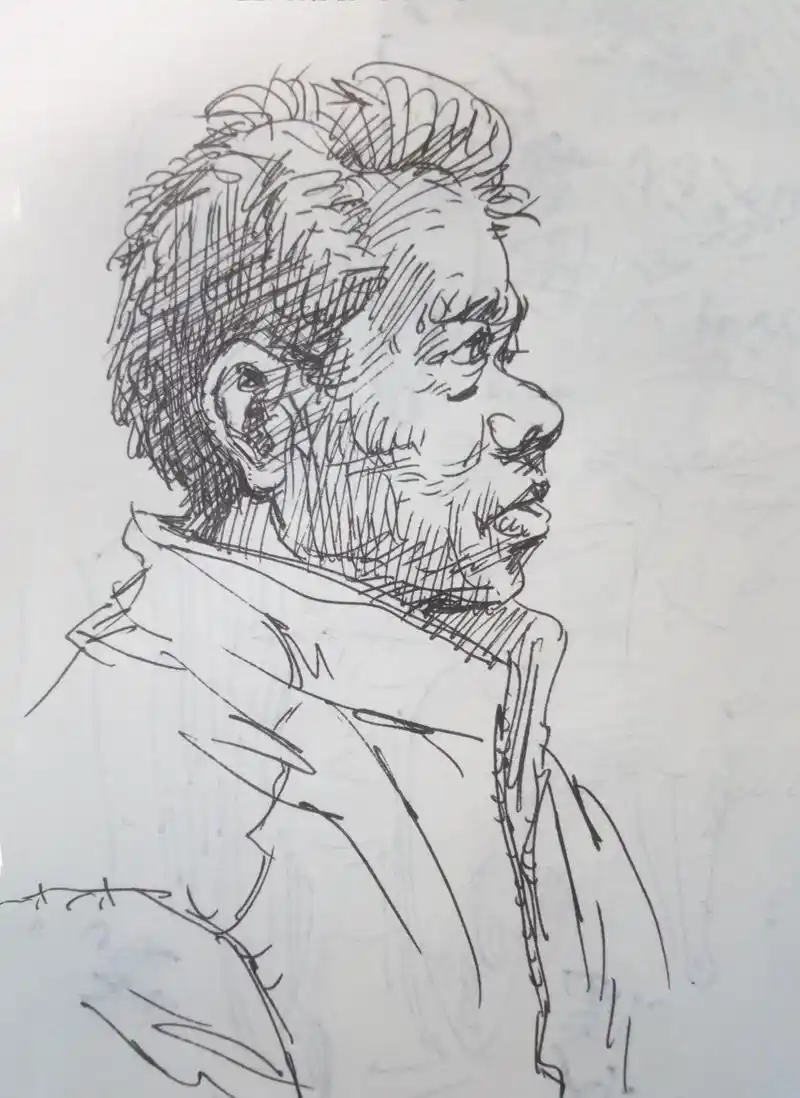 速写,钢笔画,老人肖像习作