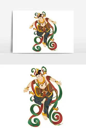 敦煌菩萨飞天壁画元素