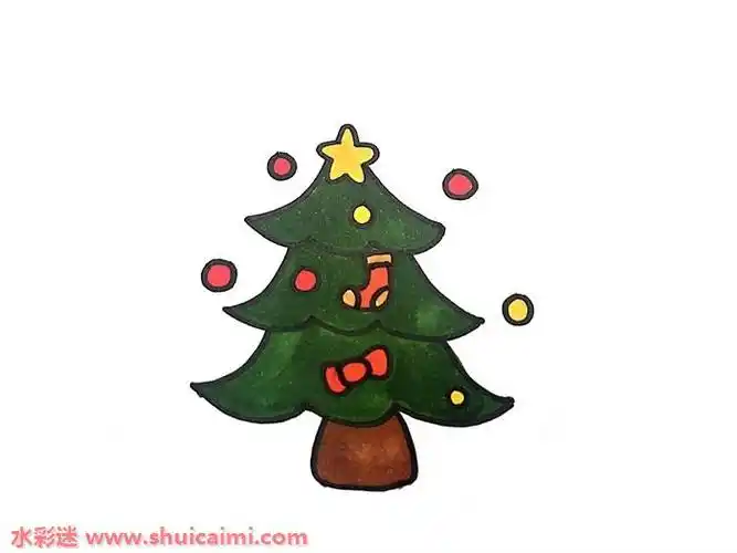 圣诞树怎么画圣诞树简笔画步骤图