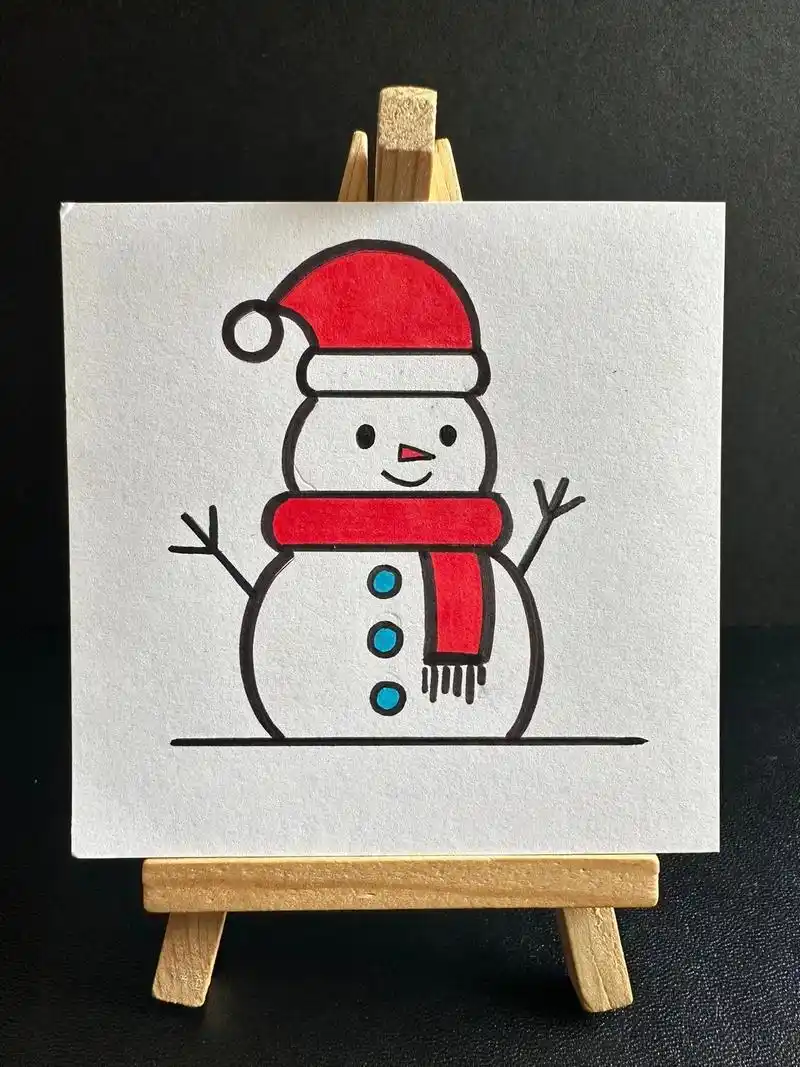 用五条直线画雪人,你学会了吗?#简笔画 #儿童画 #亲子教育 - 抖音