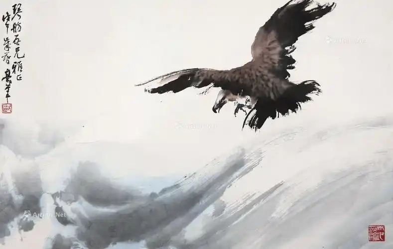 【雄鹰展翅 镜心 设色纸本】拍卖品_图片_价格_鉴赏_绘画_雅昌艺术品