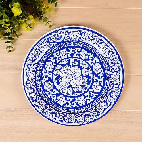 现货一次性纸盘 青花瓷纸盘 纸盘材料 彩色纸盘logo碟子定制