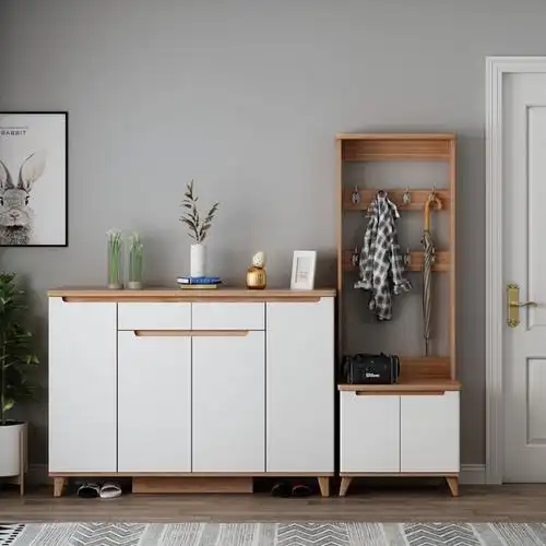 唐臻北欧风格鞋柜家用口简约现代大容量厅柜玄关柜实木储物柜收纳