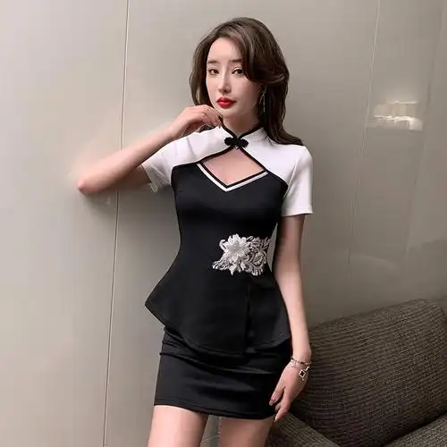 足浴技师工作服女夏气质性感中式套装spa桑拿按摩沐足美容师制服