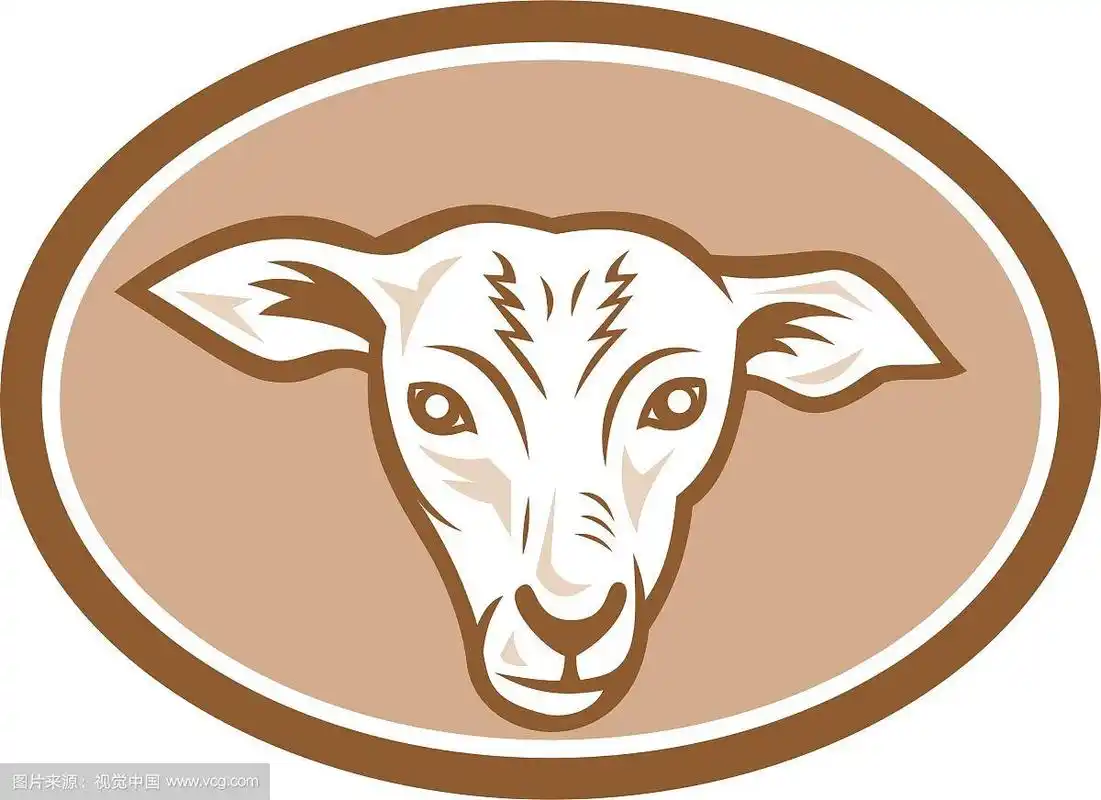 羊头椭圆形卡通