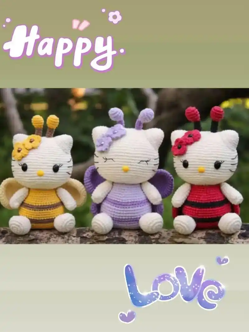 哈喽凯蒂猫变装猫咪#钩针图解 #手工编织 #爱钩针爱编织  - 抖音