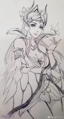 简笔画 手绘 素描 线稿 293510 竖版 竖屏游戏王者荣耀英雄貂蝉的简笔