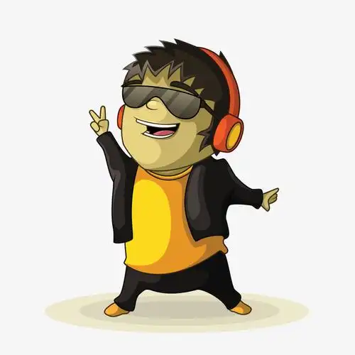 听音乐的人物设计矢量图