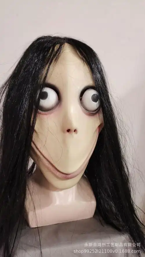 momo陌陌面具万圣节女鬼假发面具恐怖长发女鬼面具密室酒吧道具