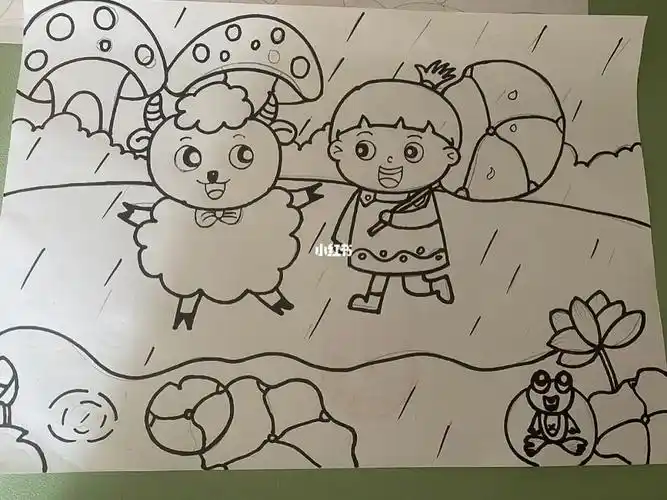 教师编简笔画练习下雨啦