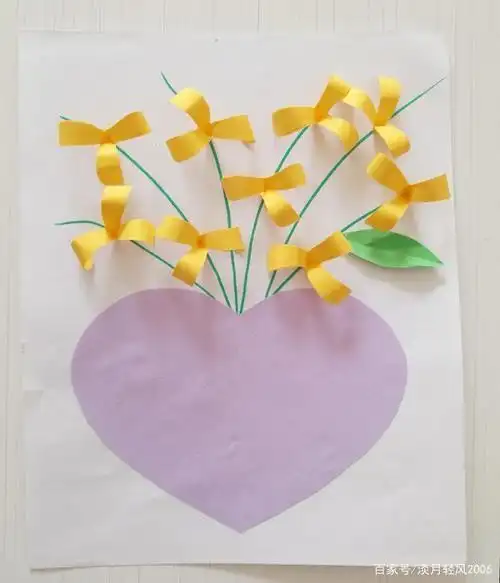 幼儿园手工自己动手用卡纸做清新小花爱心贺卡可以当手工作业